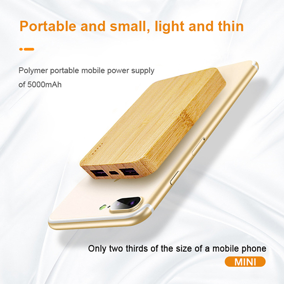 2020 newest 5000mAh Bamboo Wireless Power Bank LWS-2012